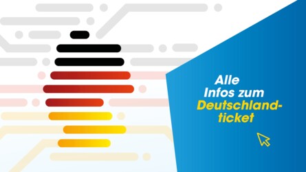 Infografik Deutschland Logo in schwarz, rot und gelb mit Text Alle Infos zum Deutschlandticket